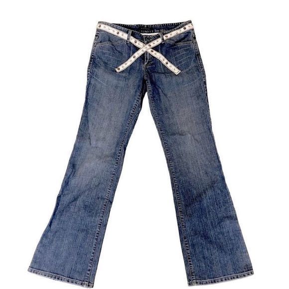 Elie Tahari Selvedge Denim with Cream Beaded Sash Belt Bootcut Jeans— SZ 12 EUC - Picture 11 of 11